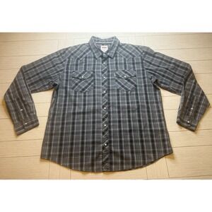 Levi's Men's Western Black Plaid Pearl Snap Long Sleeve Button Down Shirt, Sz XL